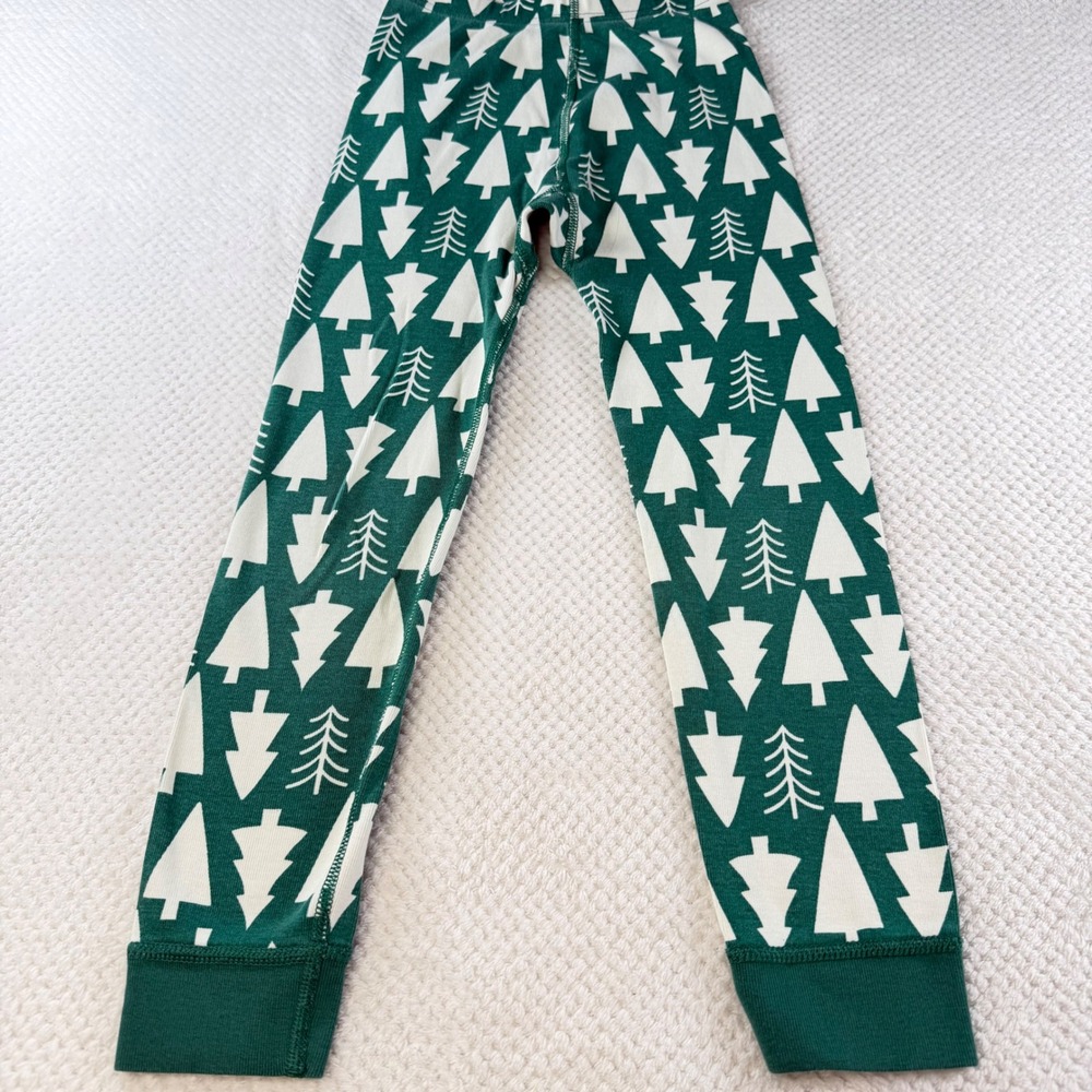 Hanna Andersson Kids Green White Evergreen Tree Organic Cotton Pajama Pants 6-7